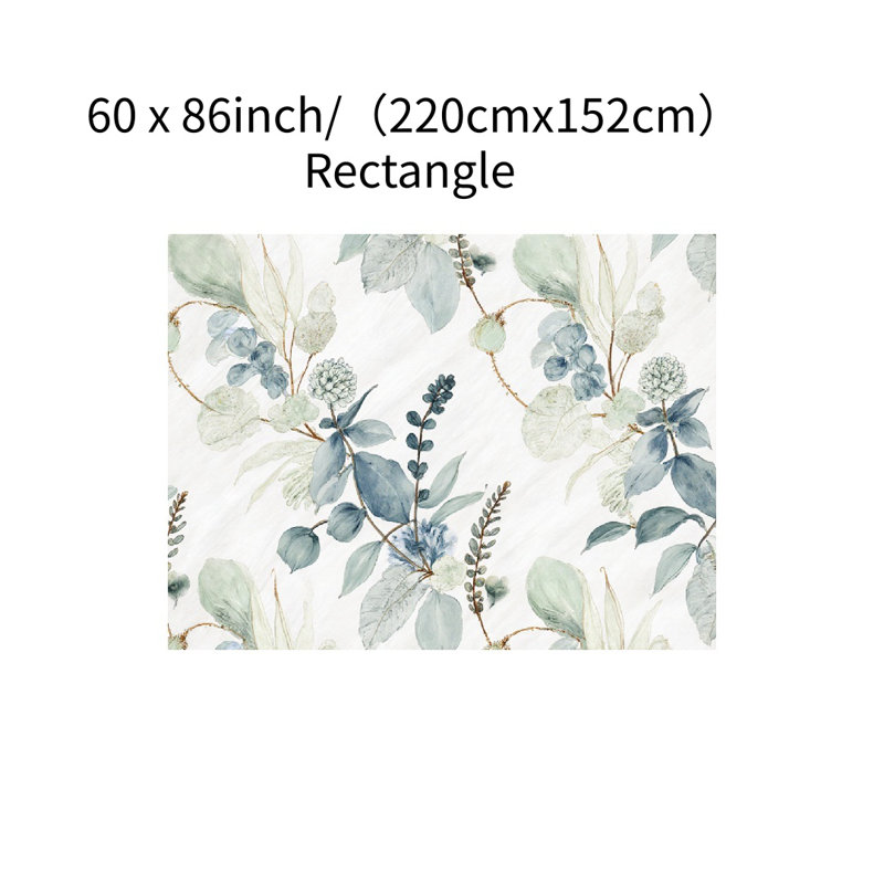 Nappe rectangulaire eucalyptus aquarelle pour salle à manger, 60 x 86 pouces, rectangulaire