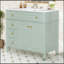 Meuble-lavabo 36 po avec lavabo, armoire en bois massif vert, tiroir rabattable, 3 tiroirs, 2 portes à fermeture en douceur, poignées dorées, design moderne, deux ensembles-607079969