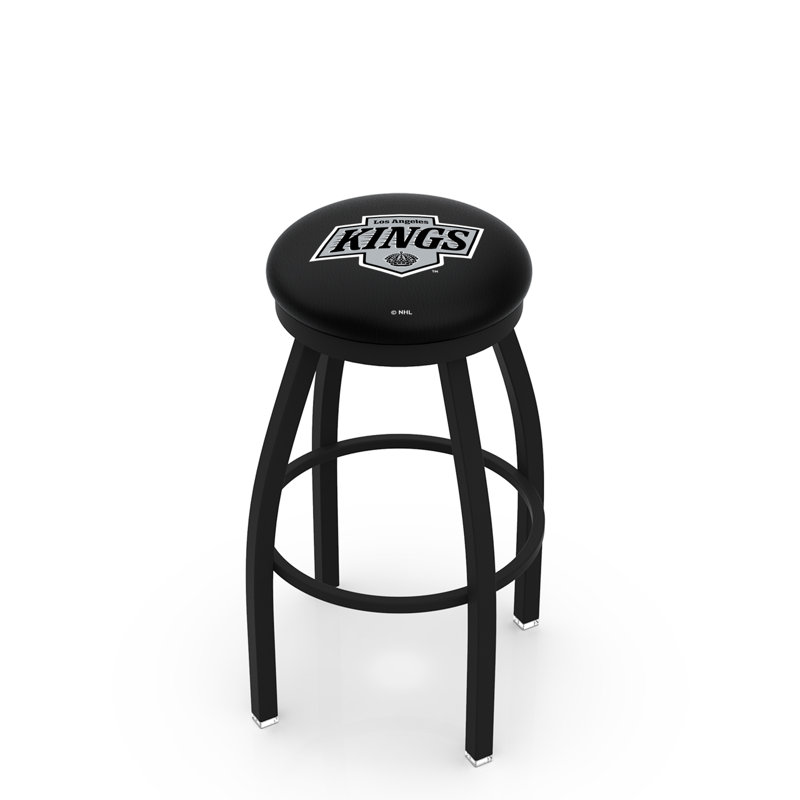 NHL 25" Swivel Bar Stool with Cushion, Los Angeles Kings, Black Wrinkle, Black Wrinkle