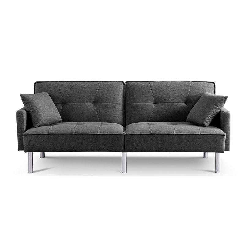 Degmo 84.6'' Upholstered Convertible Sofa, Dark Gray 100% Polyester