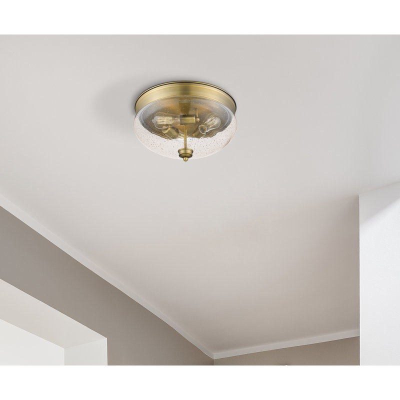 Plafonnier semi-encastré 3 lumières 15 po Reichert, Laiton, Transparent