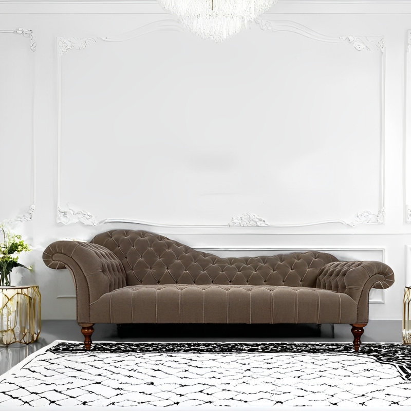 Chaise longue décontractée élégante et confortable, Gris, Orienté à gauche (vu de face)