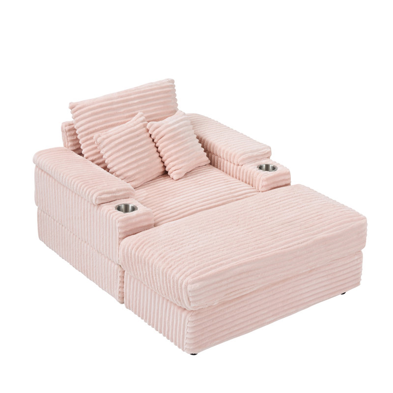 Canapé en velours côtelé 43 po, Velours côtelé rose
