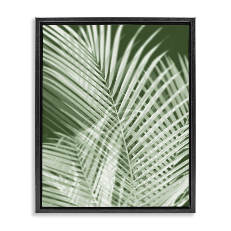 «Green Palm Leaves» par Melonie Miller, Cadre flottant noir de jais, H 21 po x l 17 po