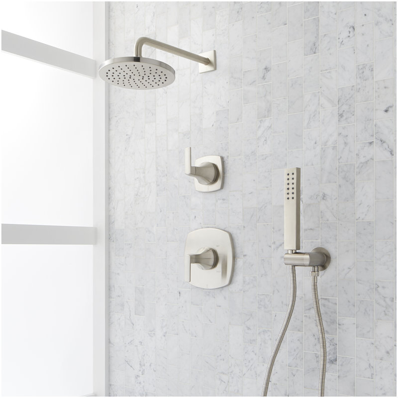 Sefina Pressure Balance Shower System with Hand Shower - Brushed Nickel, Brushed Nickel