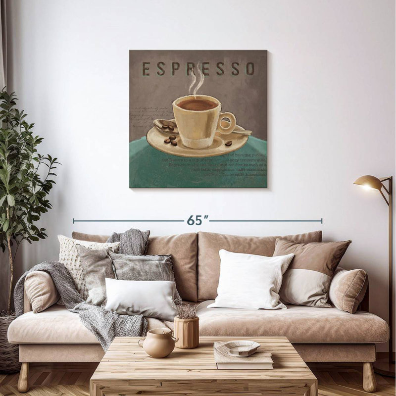 Yarlin Coffee And Co II bleu sarcelle et gris, H 36 po x l 36 po