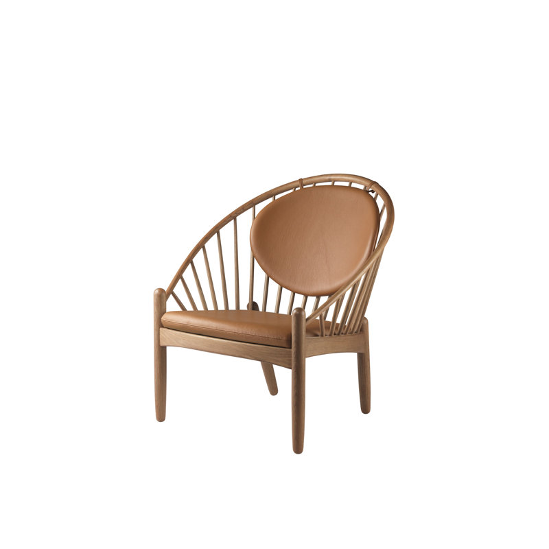 Jorna Leather Armchair, Cognac Genuine Leather, Jet Black