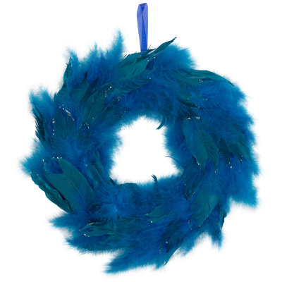 Two-Tone Feathers Christmas Wreath - 14.5" - Unlit