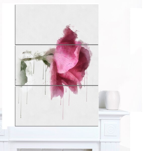 DesignArt Beautiful Rose Watercolor Drawing On Canvas 3 Pieces Print ...
