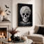 Art mural en toile blanche avec crâne floral sur fond d'Halloween-254292891