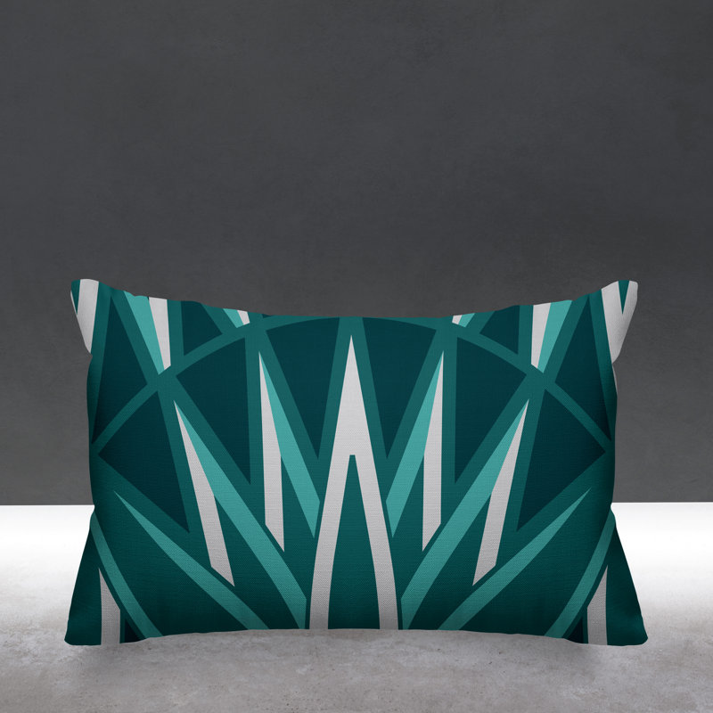 Ella Geometric Outdoor Reversible Throw Pillow, Teal