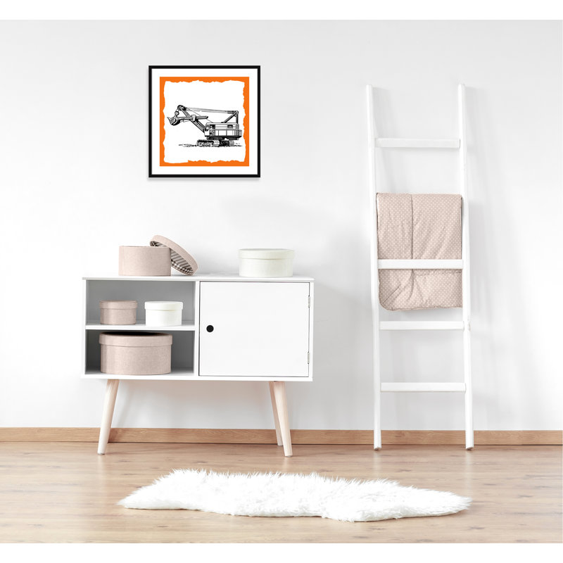 Avertissement 3 enfants, impression sur papier, H 27,5 po x l 27,5 po x P 1,19 po, Encadré de boîte noir