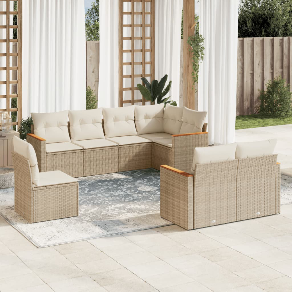 Vidaxl 8-Tlg. Garten-Sofagarnitur Mit Kissen Schwarz Poly Rattan 13