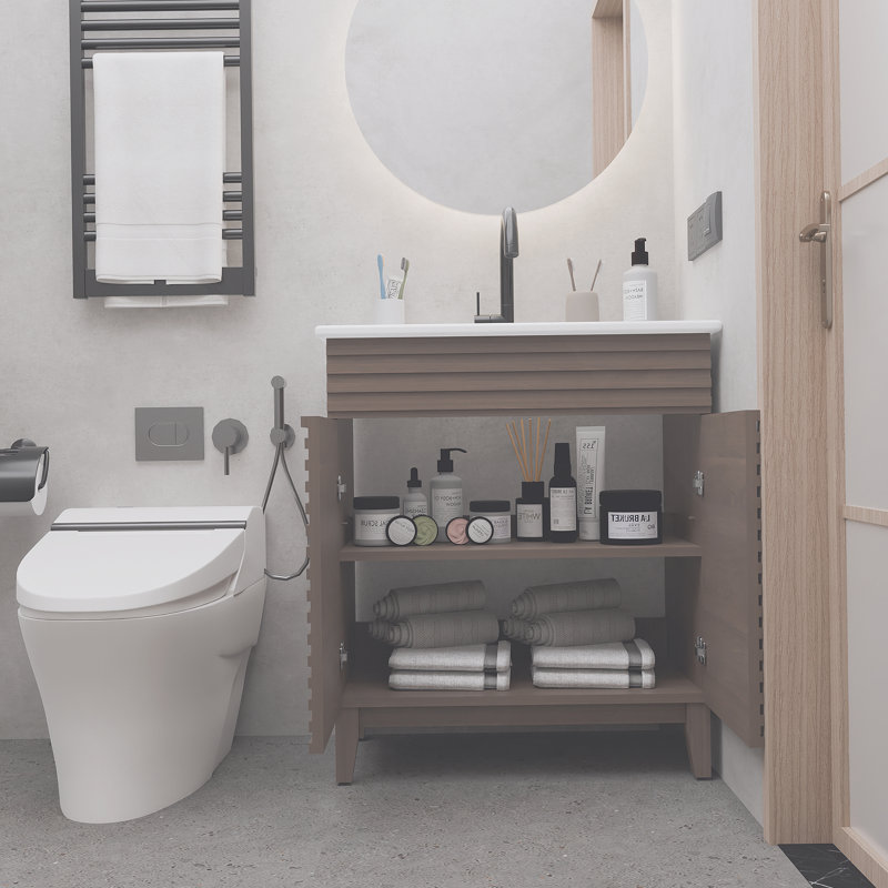 Meuble-lavabo de salle de bain avec portes et lavabo