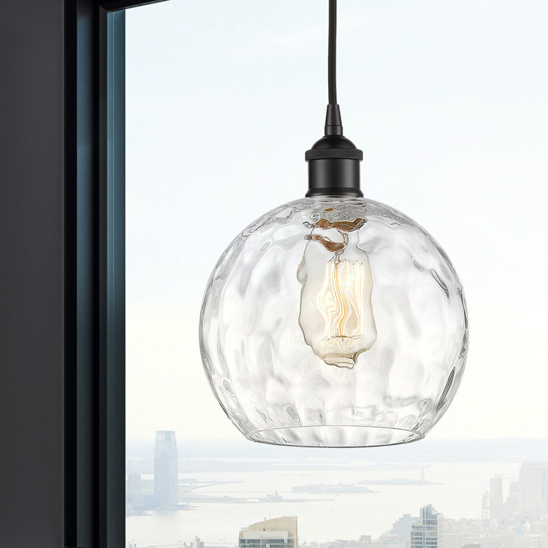 Luminaire suspendu simple à 1 lumière Ralph, H 10,75 po x l 8 po x P 8 po, Noir mat
