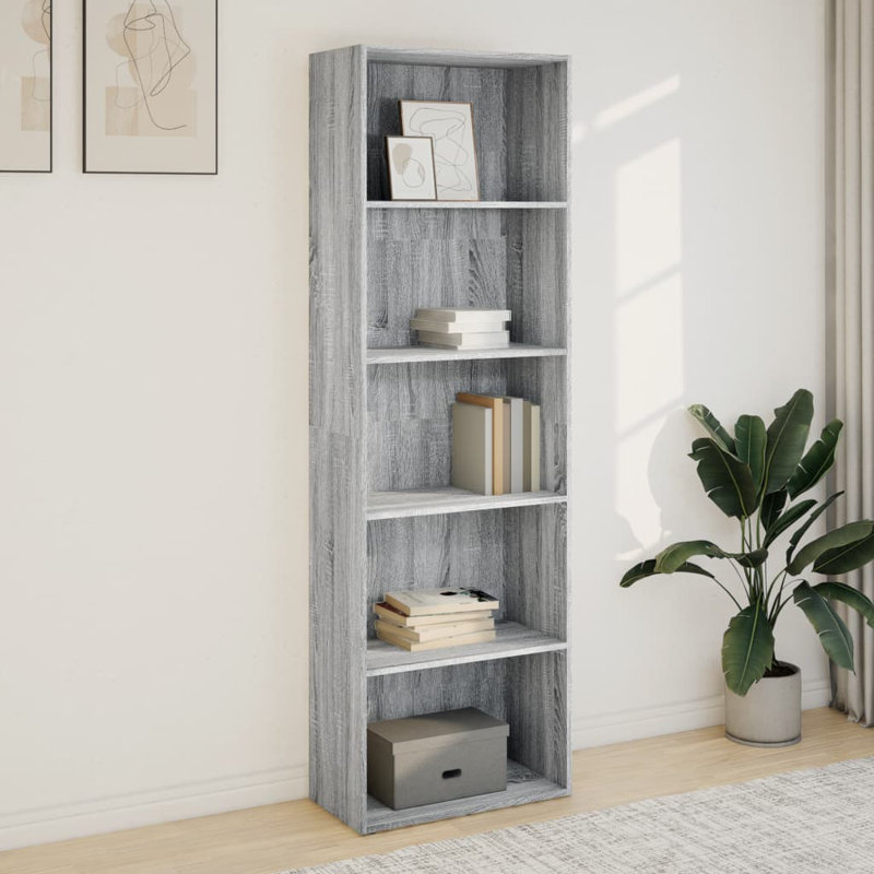 Analuisa Bookcase, (4 Shelves) 189cm H x 60cm W x 30cm D, Grey Sonoma
