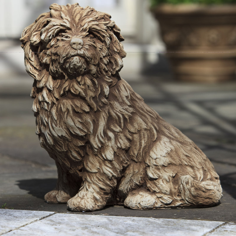 Dog Maltese Garden Statue, Brownstone