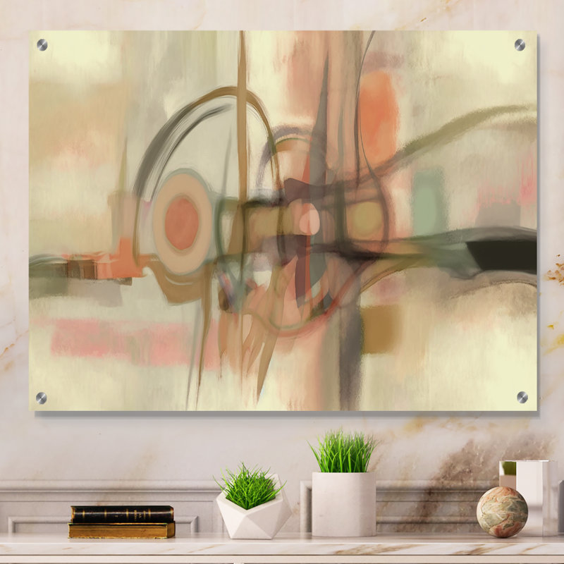 «Knowing Vintage Pink Minimal Retro Simplicity I», peinture abstraite, art mural acrylique, H 30 po x l 40 po