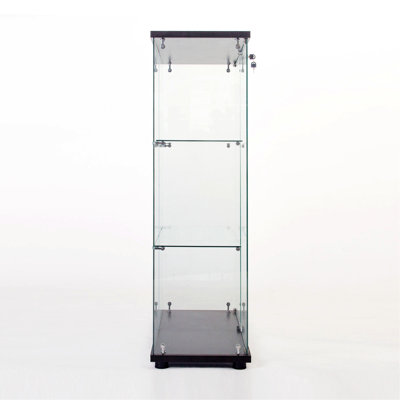 Armoire en verre avec une porte, vitrine avec tablettes