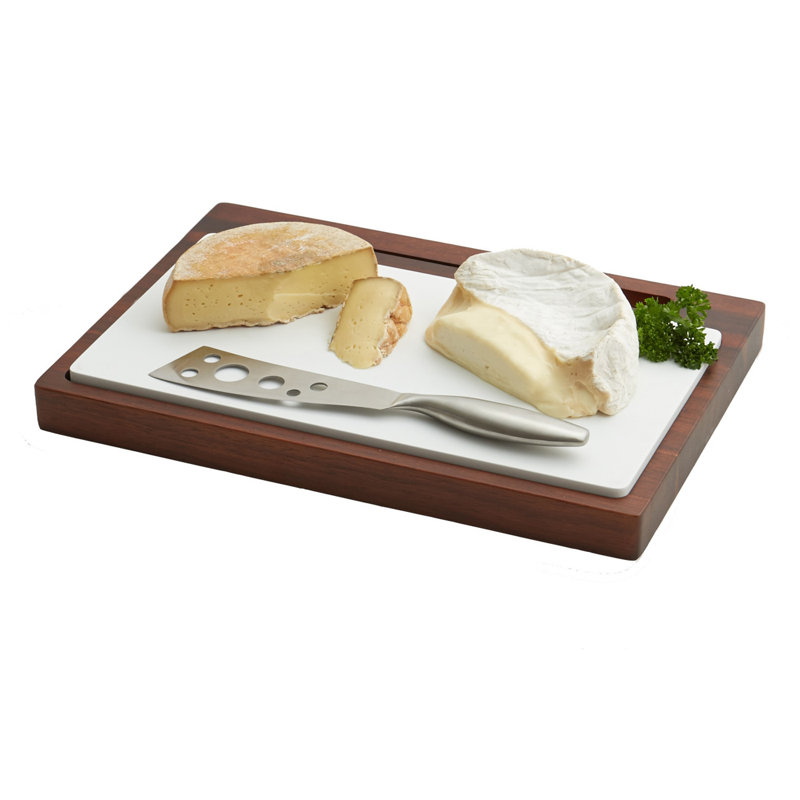 Planche à fromage en acacia Molloy avec insert en céramique et couteau