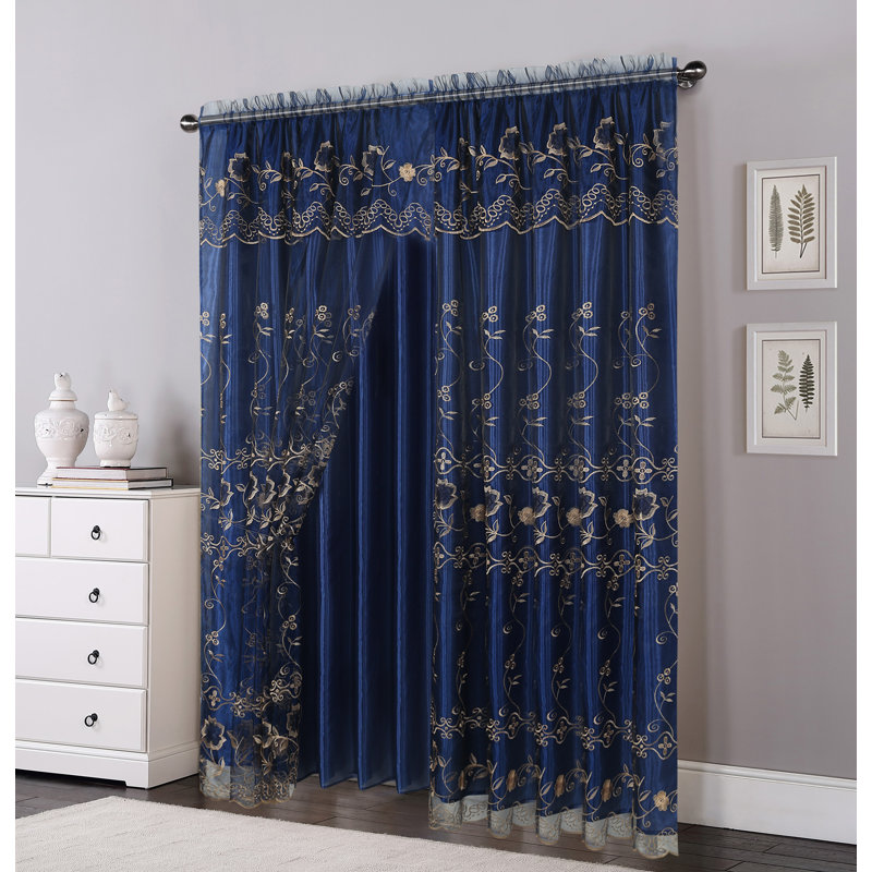 Paire de rideaux obscurcissant avec passe-tringle Alpatchino, Bleu marine