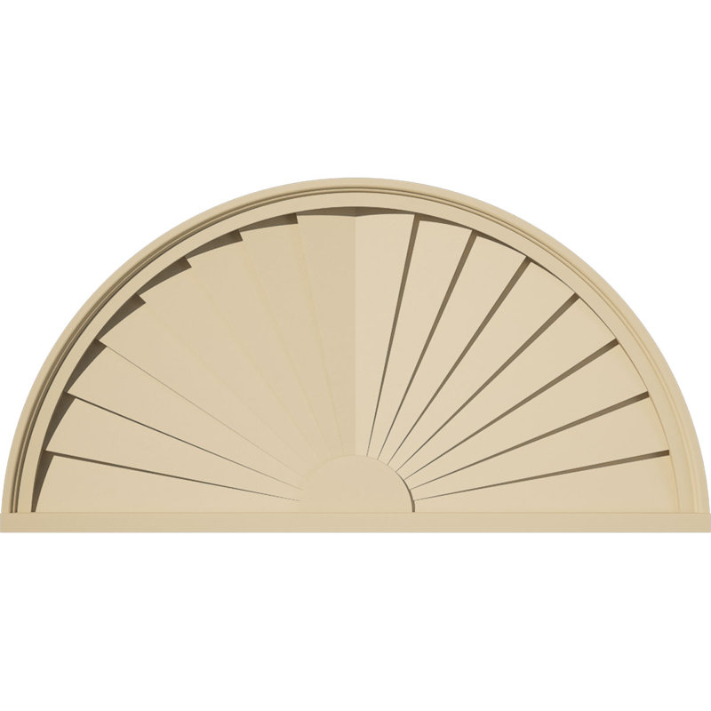 Half Round Signature Urethane Pediment, Primed Tan, 38" x 19" x 2", None, Sunburst