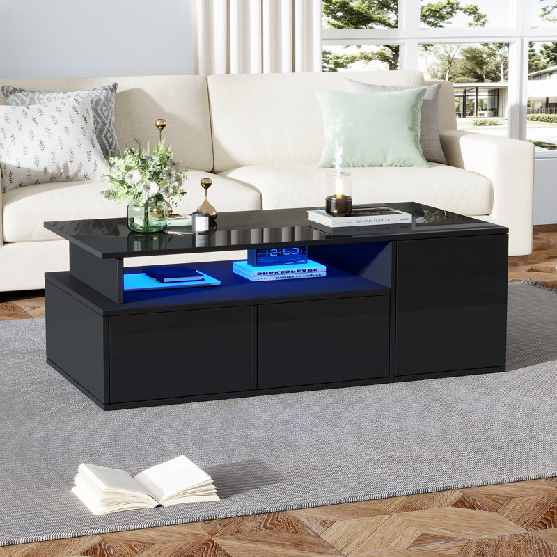 Coffee Table with Storage, Black
