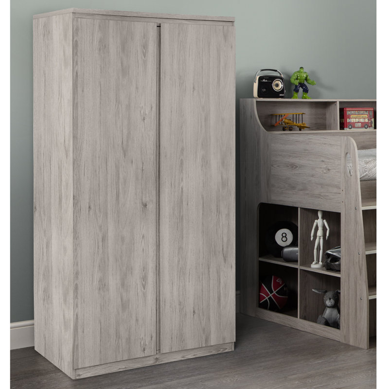 Binne 2 Door Manufactured Wood Wardrobe, Grey