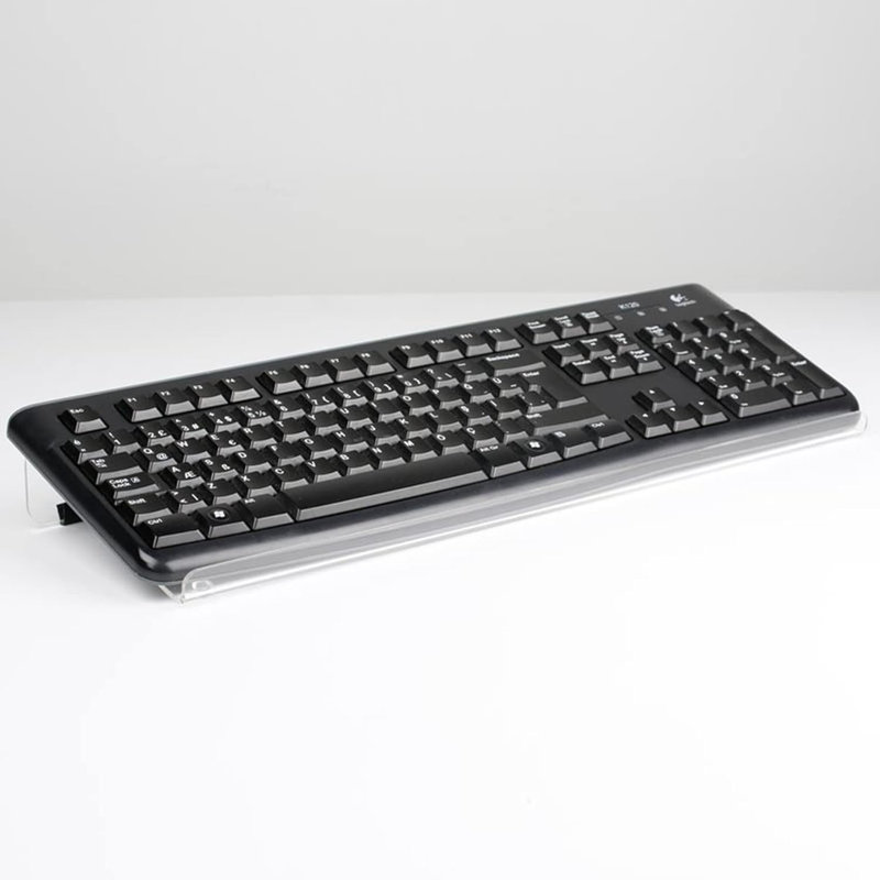 M&T Displays Tilted Ergonomic Computer Keyboard Stand with Rubber Strip Clear Acrylic Clear Riser for Computer Work, Gaming and Typing,Universal Elevated Stand