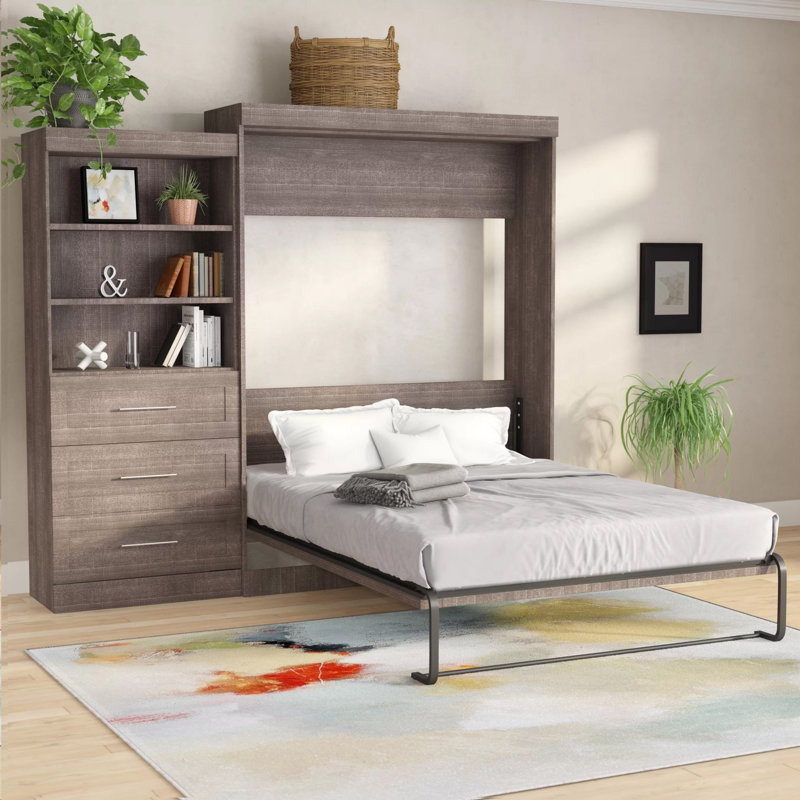 Arlex Storage Murphy Bed, White, Full / Double
