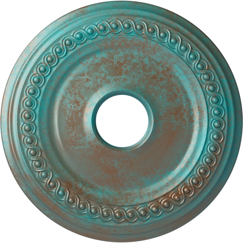 Médaillon de plafond classique H 18 5/8 po x l 18 5/8 po x P 1 1/8 po, Cuivre patiné de vert