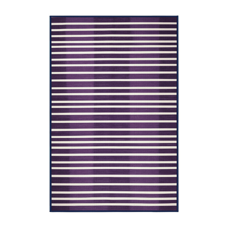 Tapis mauve à rayures horizontales lavable à la machine, Rectangulaire 8 pi x 12 pi