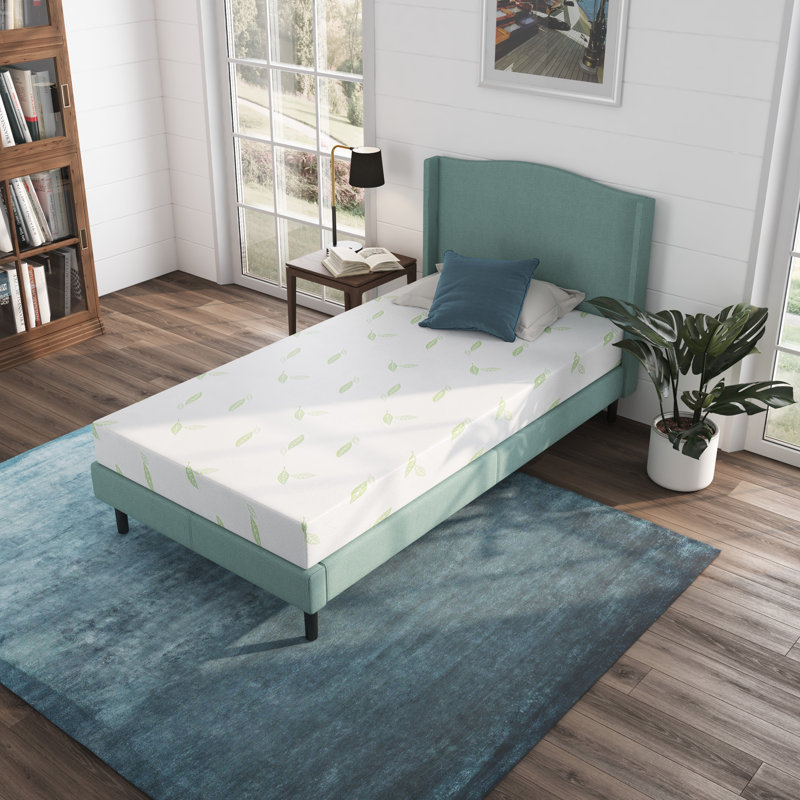 Anula, matelas en mousse à mémoire de forme mi-ferme infusé au thé vert, Simple extra long, 6"