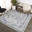 Tapis moderne persan rétro à motif de médaillons gris clair / bleu marine Lawton-228272163