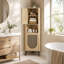 Grande armoire d'angle de 65 po avec 2 portes creuses | Tablette d'angle Bhoho avec 2 portes, 6 tablettes, économiseur d'espace, salon, cuisine, salle de bain, bureau, appartement, chêne