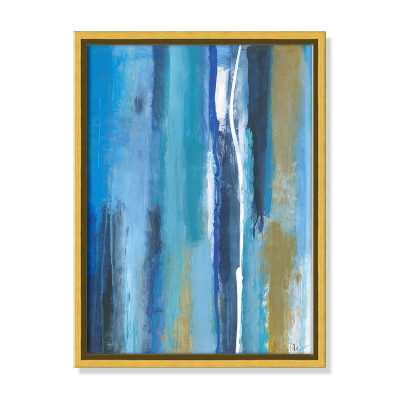 «Rythmic Blues», reproduction d'art sur cadre flottant, Cadre doré, H 16 po x l 12 po x P 2 po
