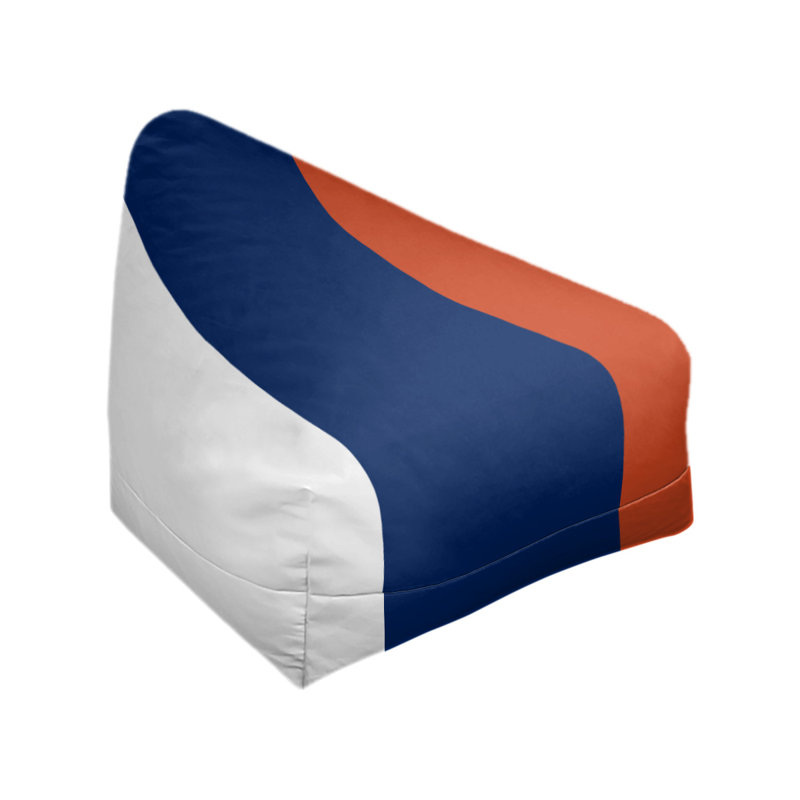 Bean Bag Cover, 42" H x 38" W x 2" D, White/Orange/Navy Blue