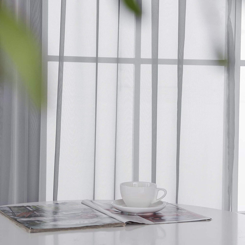Sheer Curtain Panel Pair, Gray, 52" W x 54" L