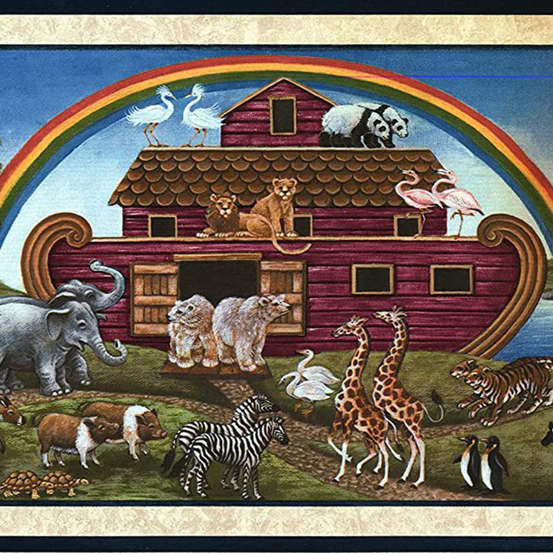 Animaux avec bordure de papier peint L 15 pi x l 10,5 po Noah's Ark Landing