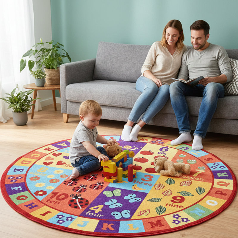 Furnish my Place Nielsville 740 ABC with Numbers ABC Area Rug for Kids | Educational Alphabet Letter & Numbers | Nurseries Kindergarten | Play Area | Multicolor