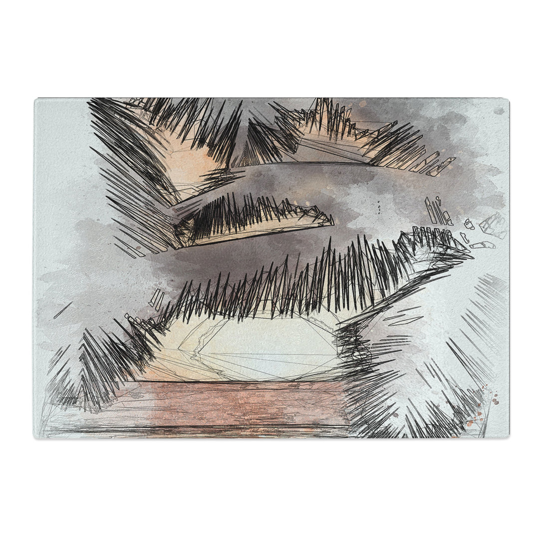 Tempered Glass Palm Tree Sunset Chopping Board