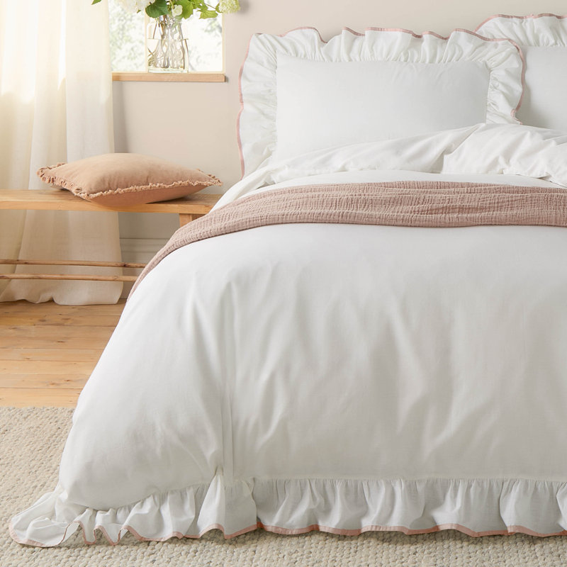 Blousey Cotton No Pattern Duvet Cover Set with Pillowcases Included, Kingsize Duvet Cover + 2 Standard Pillowcases, Pink