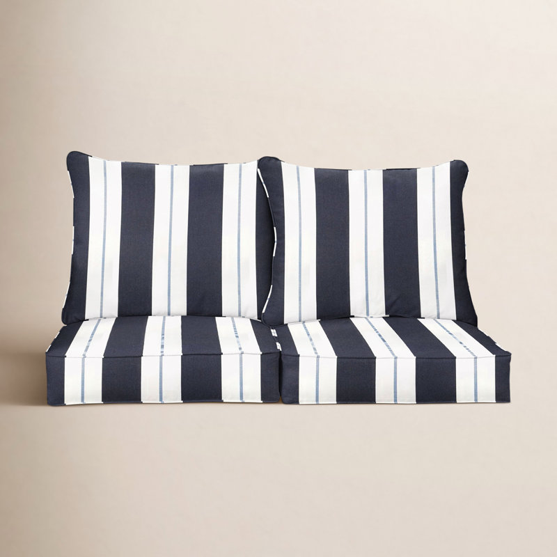 Coussin de siège / dossier Sunbrella Deana, Sunbrella® à rayures bleu marine, L 23,5 po x P 23 po