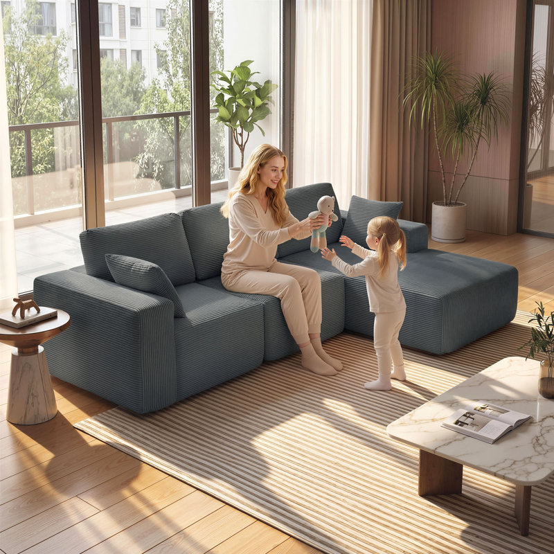 Canapé modulaire modulaire, canapé en L avec assise profonde, gris foncé, Gris foncé