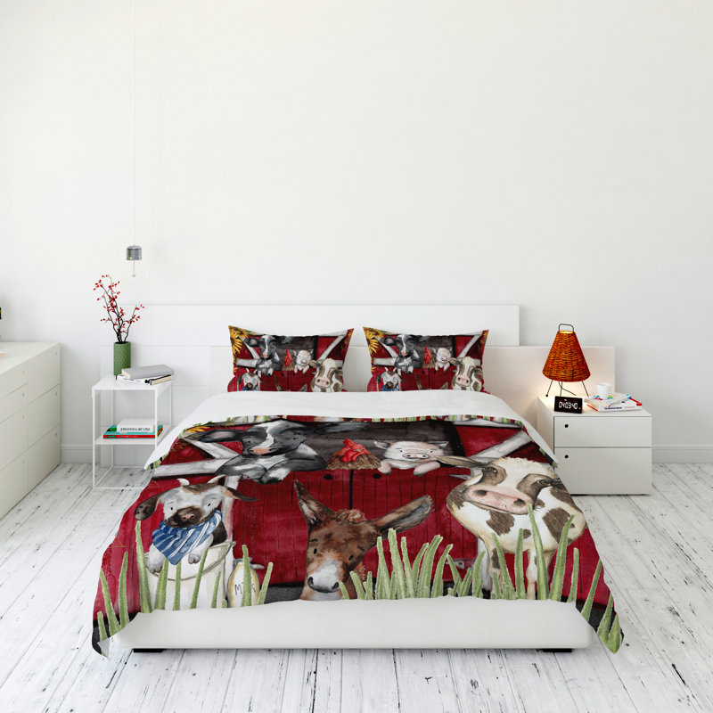 Polyester Abstract and Animal Print Duvet Cover Set, Twin Duvet Cover + 1 Queen Sham