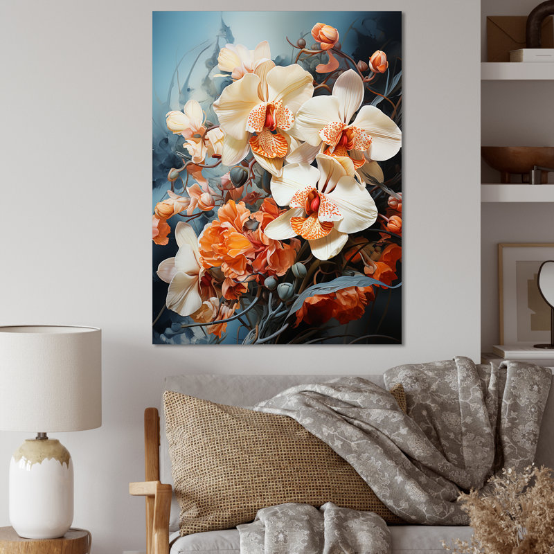 Les orchidées sont intégrées dans un paysage de rêve mixte, Toile tendue, H 40 po x l 30 po