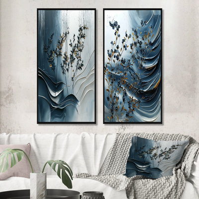 «Blue and White Herbs Spiral Garden I», ensemble de 2 pièces d'art floral