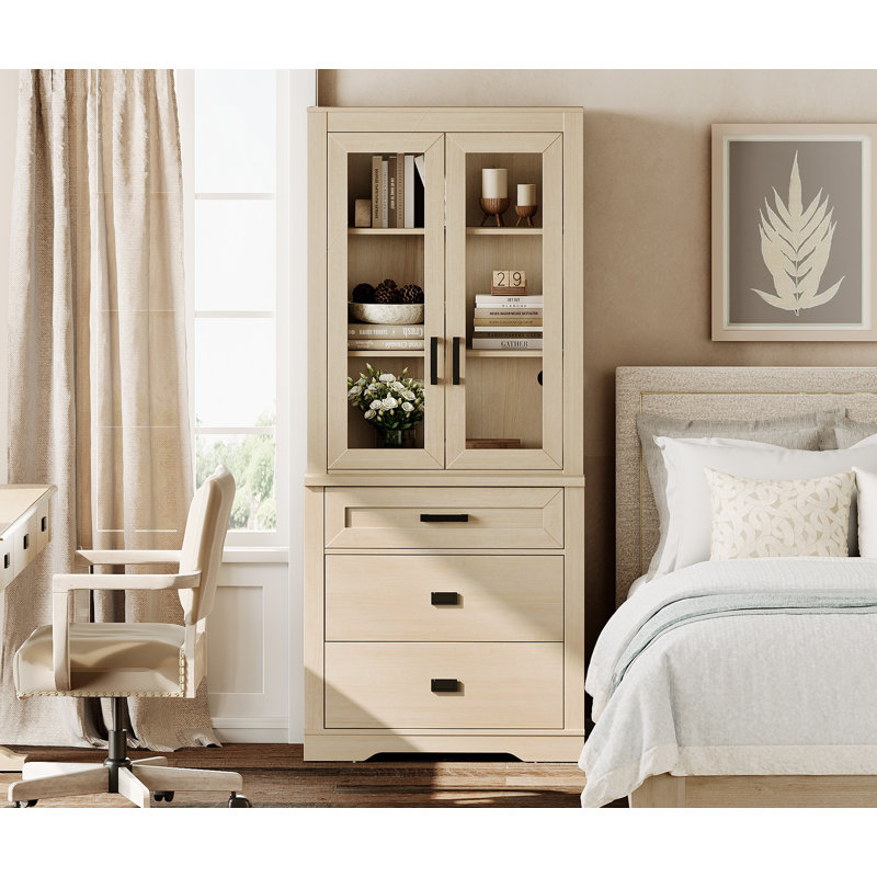 Laziza 3 Tier Bookcase With Drawer,73.3" Tall Floor Standing Bookshelf,Modern Farmhouse Display Storage Cabinet With Adjustable Shelves,