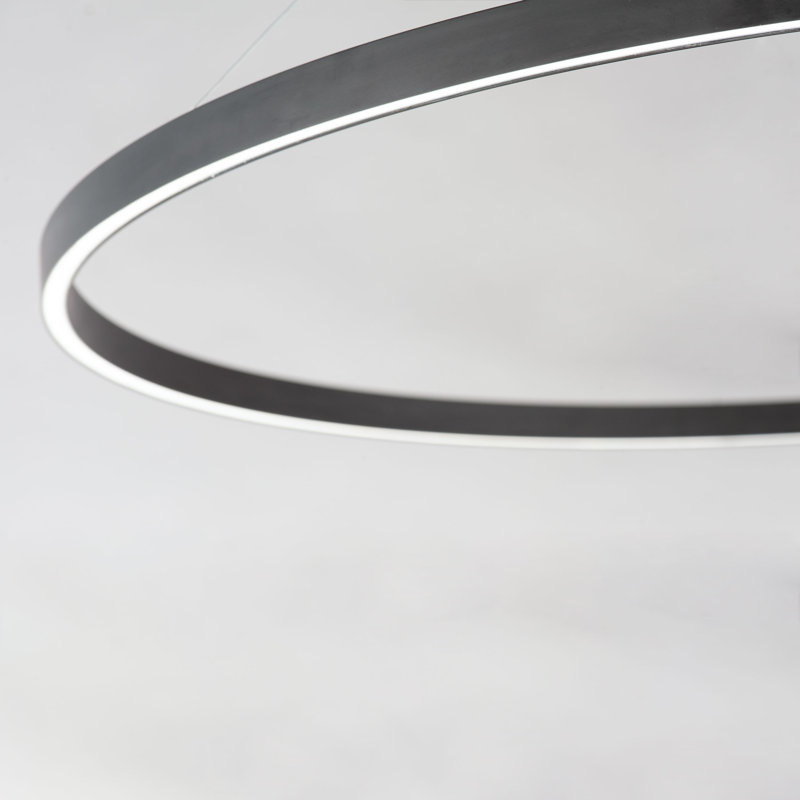 Mills 1 - Light LED Wagon Wheel Pendant, 1.25" H x 23.5" W x 23.5" D, Black