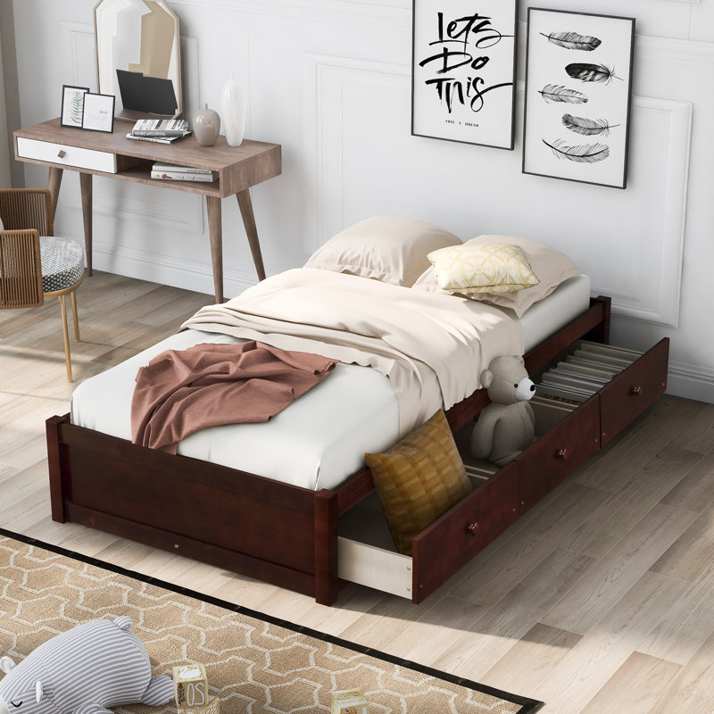 Dianka Solid Wood Storage Bed, Cherry Brown
